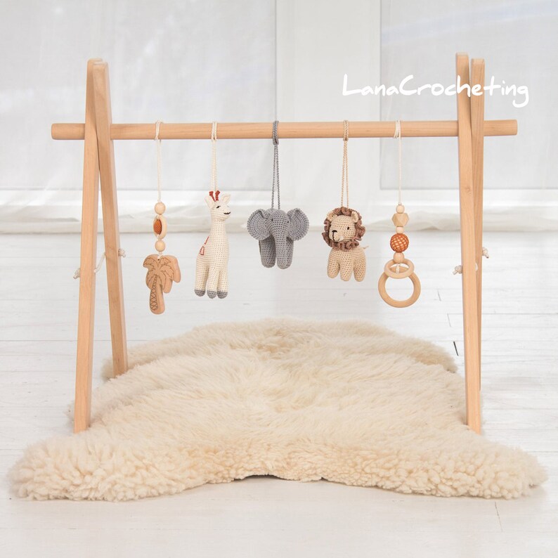Safari baby play gym OR set of 5 toys. Wooden baby gym with Etsy