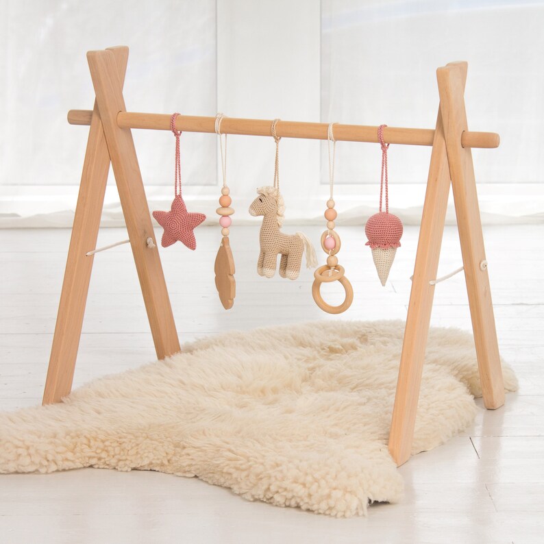 wooden baby gym toys