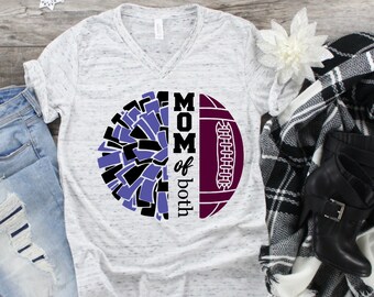 Sports Mom of Both; Cheer and Football mom; Transparent png; svg file; football game svg; Cricut file; Silhouette file