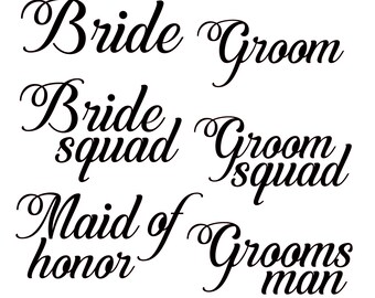Wedding Bundle svg; Sposa; Squadra della sposa; Damigella d'onore; Sposo; Squadra di sposi; Sposi uomo; file svg; file png; Siluetta; File Cricut