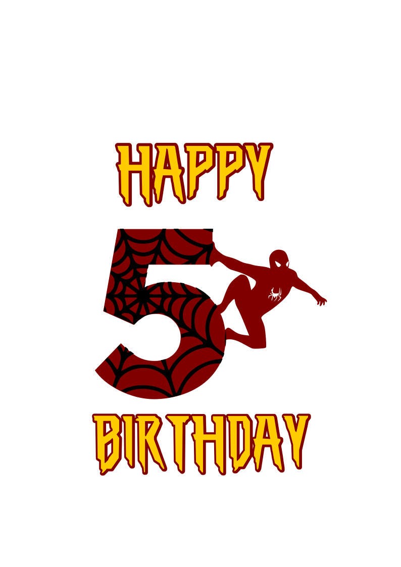 Download Spiderman svg Happy Birthday 5 year old svg svg file png ...