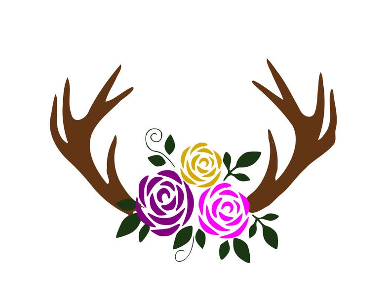 Antlers With Flowers Svg Flowers Svg Svg File Dxf File Png - Etsy