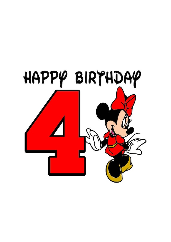 Ongekend Minnie Mouse Gefeliciteerd svg Gelukkige verjaardag 4 jaar | Etsy JE-31