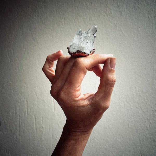 Chunky ring with quartz cluster.