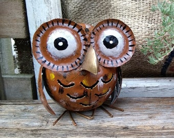 Brown Owl Tea light Candle Holder / Incense Burner