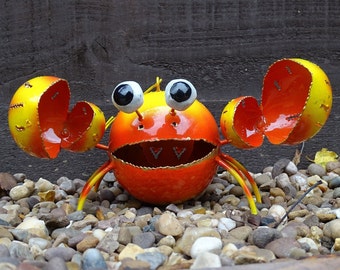 Recycled Metal Crab Tea Light Holder: Handmade Garden Lantern