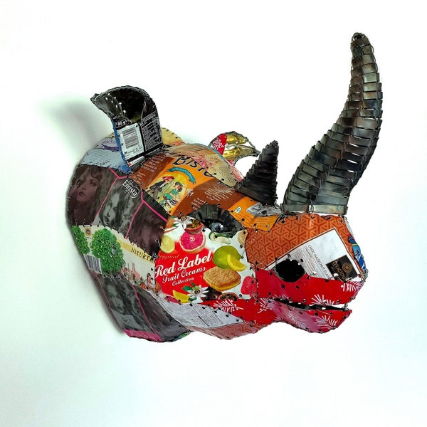 Recycled Metal Rhino Wall Art / Lamp Shade