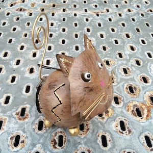 Cat Tea light Candle Holder / Incense Burner Recycled Metal Lantern Ideal for Home or Garden image 10