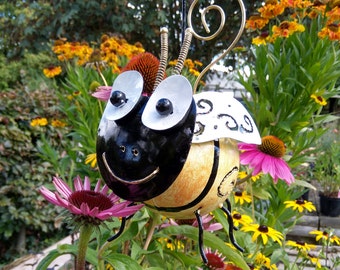 Bumble Bee Garden Tea light Candle Holder / Recycled Metal Lantern