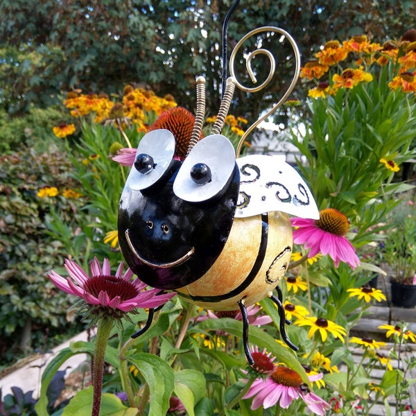 Bumble Bee Garden Tea light Candle Holder / Recycled Metal Lantern