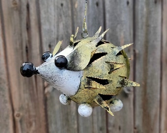 Hedgehog Tea light Candle Holder / Recycled Metal Lantern
