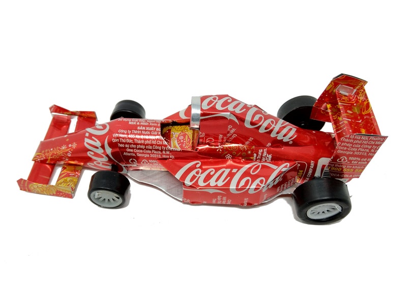 Formula 1 Car Recycled Coca-Cola Tin Can Model image 3
