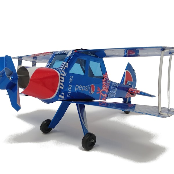 Recycled Pepsi Tin Can Model - Bi-plane