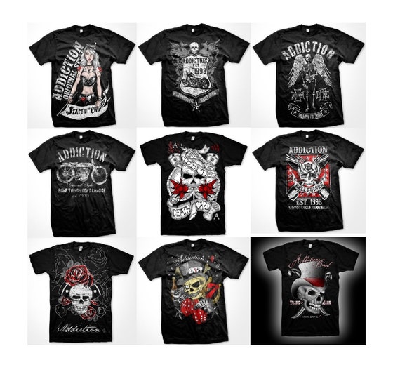 Addiction Motorcycle Clothing T-shirts Various Designs Exclusive UK  Stockist Bike Tee 