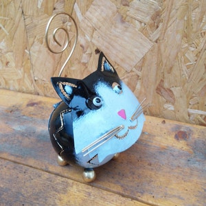 Cat Tea light Candle Holder / Incense Burner Recycled Metal Lantern Ideal for Home or Garden image 7