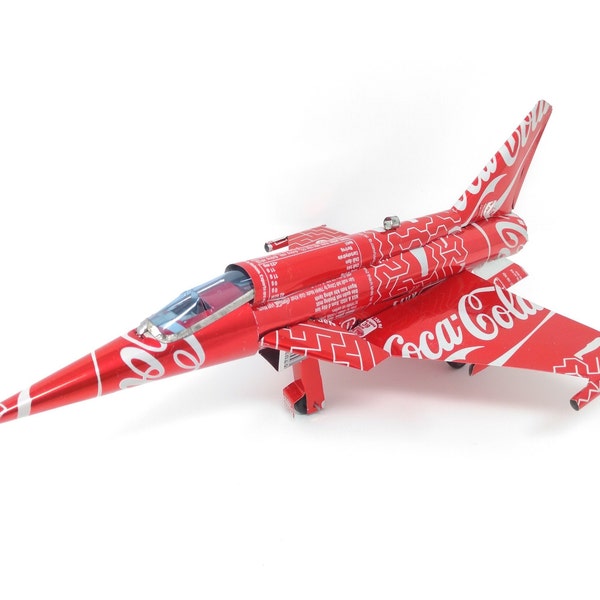 Recycled Tin Can Coca-Cola Jet Plane Model