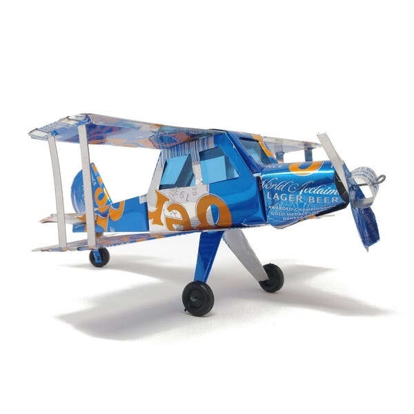 Recycled Tin Can Model - Tiger Beer Bi-plane