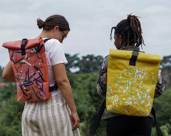 Mema upcycled Roll-Top-rugzak gemaakt van gerecyclede plastic zakken (selectie 1)