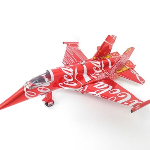 Coke / Coca-Cola Fighter Jet - Recycled Tin Can Model