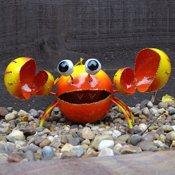 Grand Photophore Crabe En Métal - Déco De Table