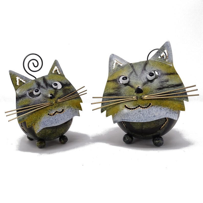 Cat Tea light Candle Holder / Incense Burner Recycled Metal Lantern Ideal for Home or Garden image 4