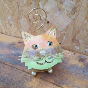 Cat Tea light Candle Holder / Incense Burner Recycled Metal Lantern Ideal for Home or Garden image 8