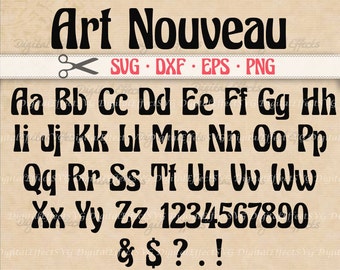 Art Nouveau SVG Font Monogram SVG Files, Dxf, Eps, Png, Svg Letters, Numbers & Symbols, Retro Brush Font SVG, Silhouette Cut Files, Cricut