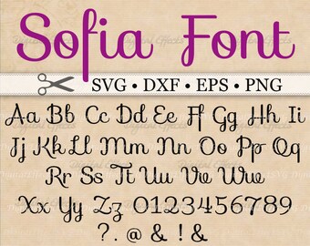 SOFIA Monogram Svg, Dxf, Eps, Png; Sofia Font Svg, Digital Monogram, Script Font SVG, Cursive Svg, Silhouette Files, Cricut, Svg Cut Files