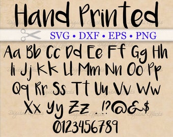 HAND PRINTED Script Svg Monogram, Printed Letters Svg Font, Dxf, Eps, Png; Writing Svg, Handwritten Svg Font, Silhouette, Cricut, Bonus TTF