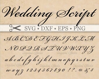 Wedding Script Monogram Font Svg, Dxf, Eps, Png; Digital Monogram DIY, Fancy Script, Cursive SVG, WeddingSVG, Silhouette, Cricut, Cut Files