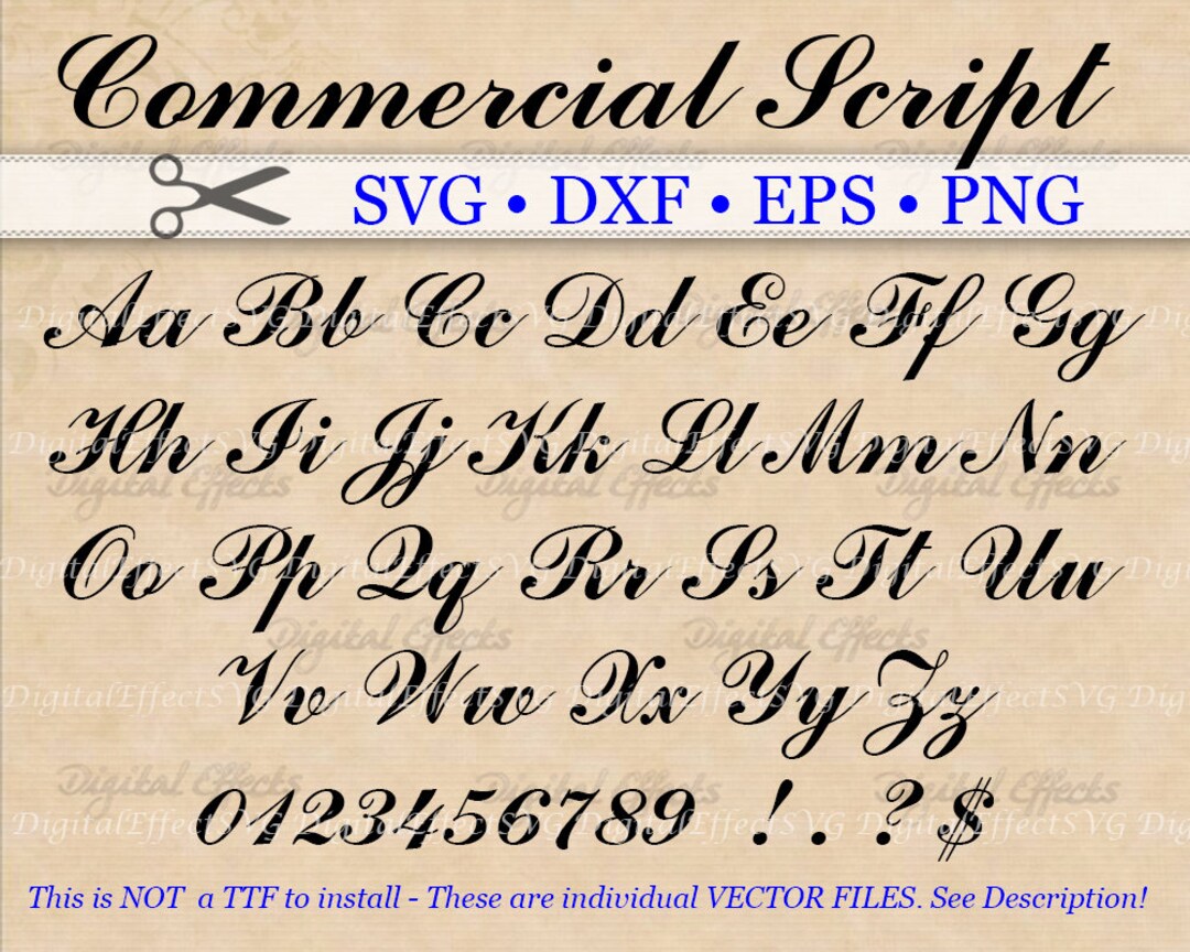 COMMERCIAL Script Monogram Svg Font Svg Dxf Eps Png - Etsy