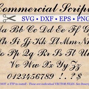 COMMERCIAL Script Monogram Svg Font Svg Dxf Eps Png - Etsy