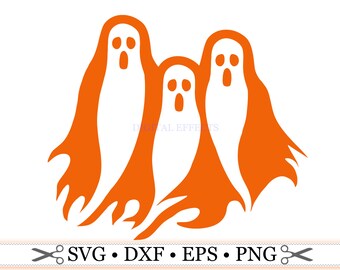Halloween Ghost Svg, Png, Dfx, Eps; Three Spooky Ghosts Svg Cutting File Silhouette Studio, Cricut Design Space, Svg Vector, Commercial Use