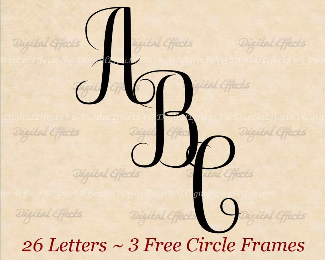 Fancy Monogram SVG, Dxf, Eps, Png, Cursive Svg Font, Classic Monogram ...