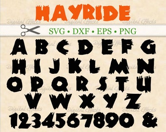 Hayride Monogram Font SVG, Dxf, Eps, Png, Spooky Halloween SVG Alphabet, Cut Files Files for Silhouette & Cricut, Haunted Hayride SVG