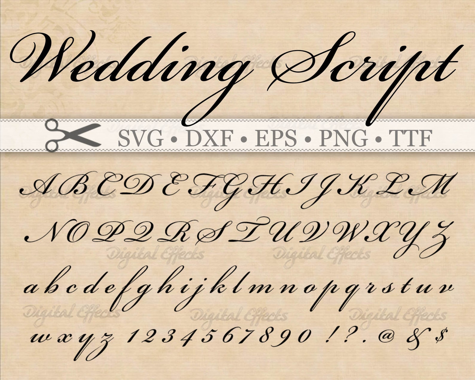 Wedding Script Monogram Font Svg, Dxf, Eps, Png; Digital Monogram DIY ...