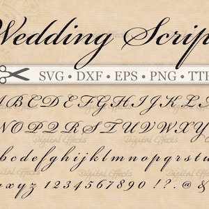 Wedding Script Monogram Font Svg, Dxf, Eps, Png;  Digital Monogram DIY, Fancy Script, Cursive SVG, WeddingSVG, Silhouette, Cricut, Cut Files