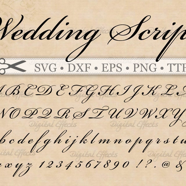 Wedding Script Monogram Font Svg, Dxf, Eps, Png;  Digital Monogram DIY, Fancy Script, Cursive SVG, WeddingSVG, Silhouette, Cricut, Cut Files