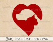 DOG & CAT Svg, CAT Svg, Png, Dxf, Eps, Dog Svg, Heart Svg, Animal Rescue, Pet Clipart, Cat and Dog Silhouette Studio Cricut, Svg Cut Files