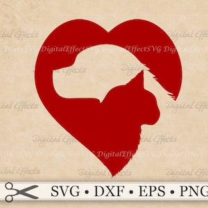 CHIEN & CHAT Svg, Svg de chat, Png, Dxf, Eps, chien Svg, Svg coeur, sauvetage d'animaux, clipart animaux de compagnie, chat et chien Silhouette Studio Cricut, fichiers Svg