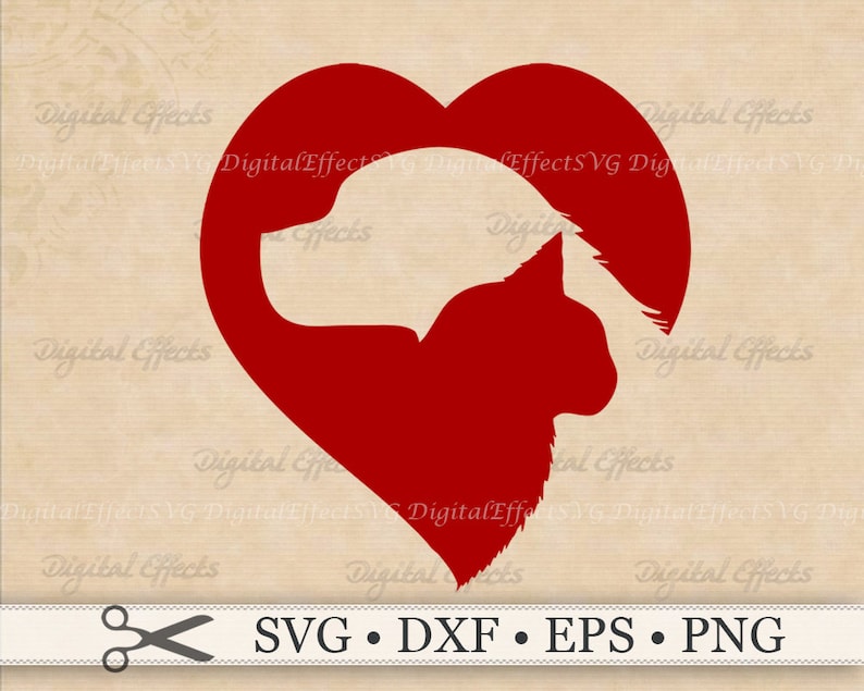 HUND & KATZE/ KATZE/ KATZE/ Png, Dxf, Eps, Hund/ Hund/ Herz/ Tierrettung, Haustier Clipart, Hunde/ Katzensilhouette Studio Cricut, geschnittene Dateien Bild 1