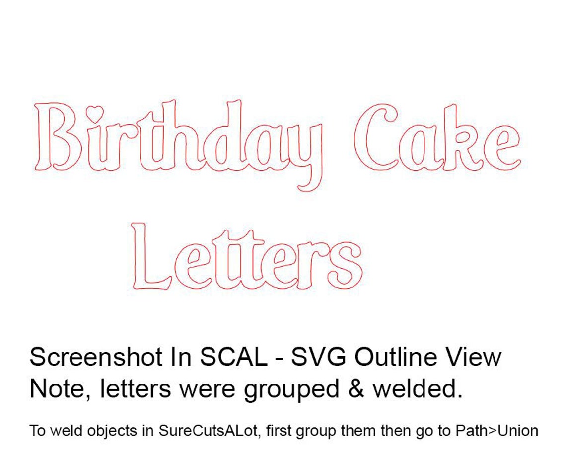 BIRTHDAY CAKE Script SVG Retro Letters Svg Dxf Eps Png Etsy