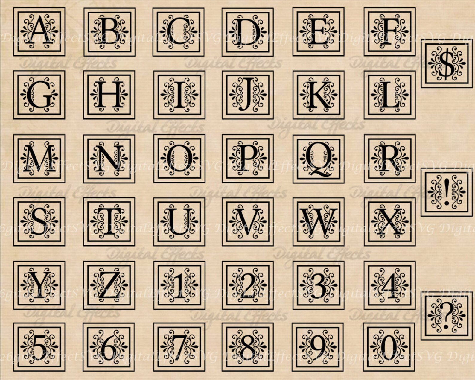 FANCY BLOCK MONOGRAM Svg, Dxf, Eps & Png Files, Regal Inspired Digital ...