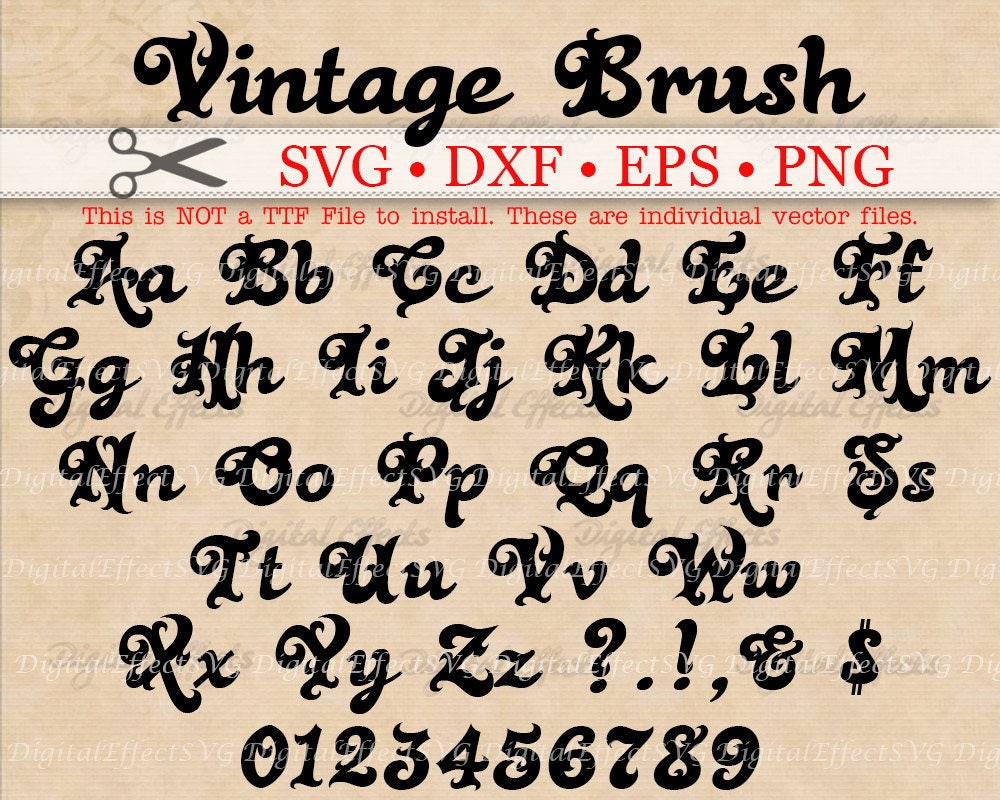Download Vintage Brush Script Monogram Svg Dxf Eps Png Files Etsy