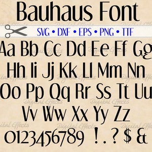 BAUAHAUSフォント、レトロフォント、TTFフォント、モノグラムSVG、DXF、EPS、Png、TTf、アールデコフォント、シルエットカットファイル、Cricutファイル、インストール可能なフォント