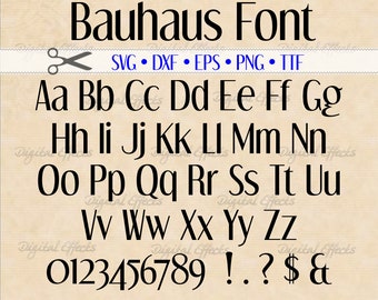 BAUAHAUS Font, Retro Font, TTF Font, Monogram SVG, Dxf, Eps, Png, TTf, Art Deco Font,  Silhouette Cut Files, Cricut Files, Installable Font