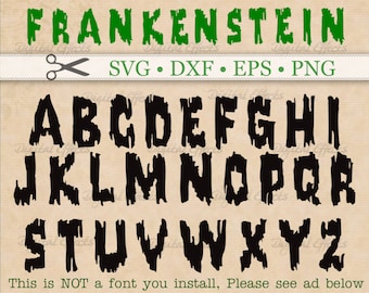 Letras de monograma FRANKENSTEIN Svg, SVG, Dxf, Eps, Png, letras SVG espeluznantes de Halloween, silueta y Cricut, solo letras: ¡vea los detalles del anuncio a continuación!