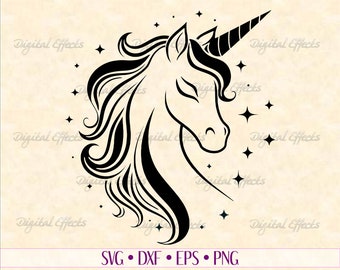 Unicorn SVG, Dxf, Eps, Unicorn PNG, Kids Crafts, Unicorn Tattoo, Unicorn Clipart, Silhouette Studio, Cricut, Svg Cut Files, Unicorn Vector