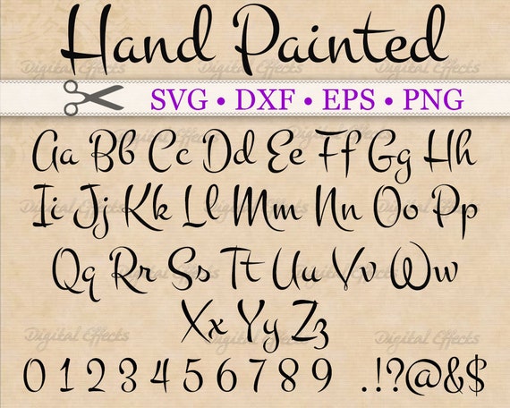 Hand Painted Font Script Svg Monogram Cursive Script Svg Etsy