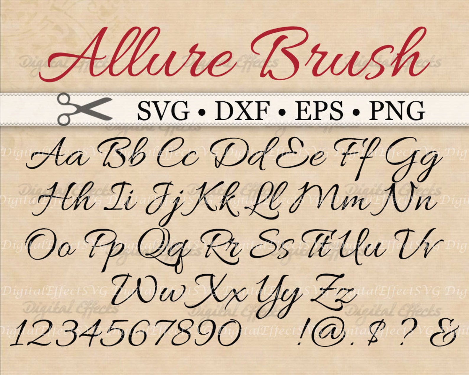 ALLURE BRUSH SCRIPT Cursive Font Svg Dxf Eps Png Digital | Etsy